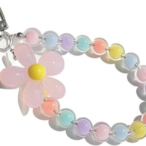 KHOLAD Mobile Phone Strap Pearl Beaded Flower Bracelet Creative Hanging Rope Keychain Anti-Lost Phone Case Lanyard Girl Women's Wrist Strap Phone Charms